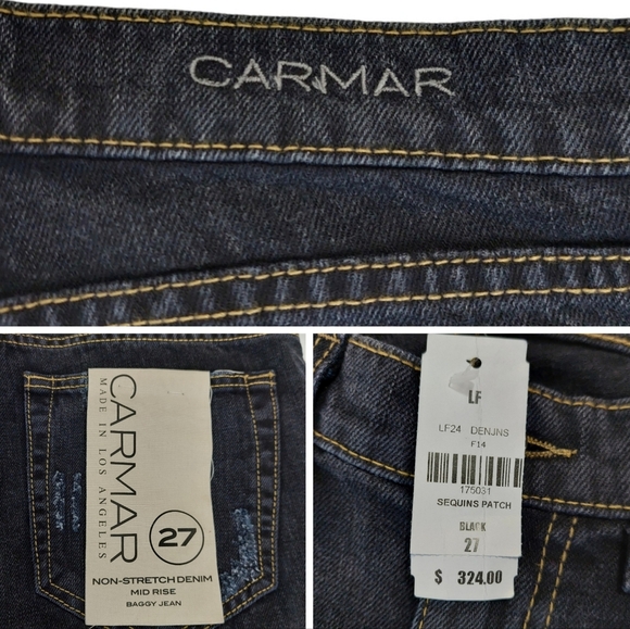 LF Carmar Non Stretch Denim Mid Rise Baggy Sequin Jeans - Picture 10 of 14